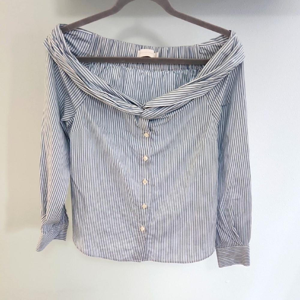 Jonathan Simkhai Striped Off-Shoulder Blouse - Picture 3 of 8